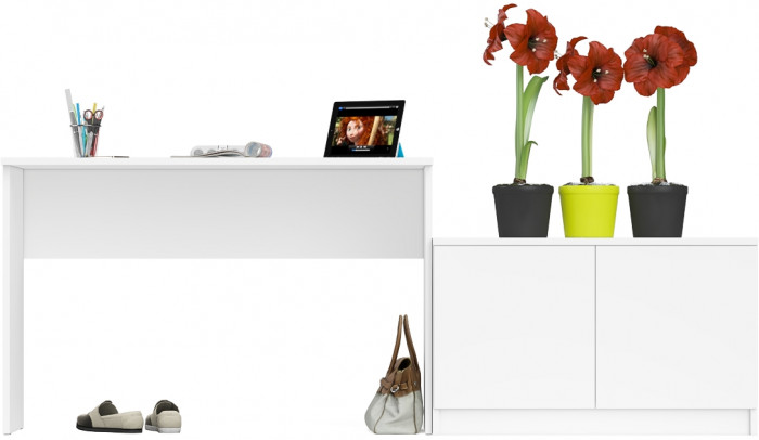 Мори письменный стол МСП1200.1 + Тумба МА900.1, белый