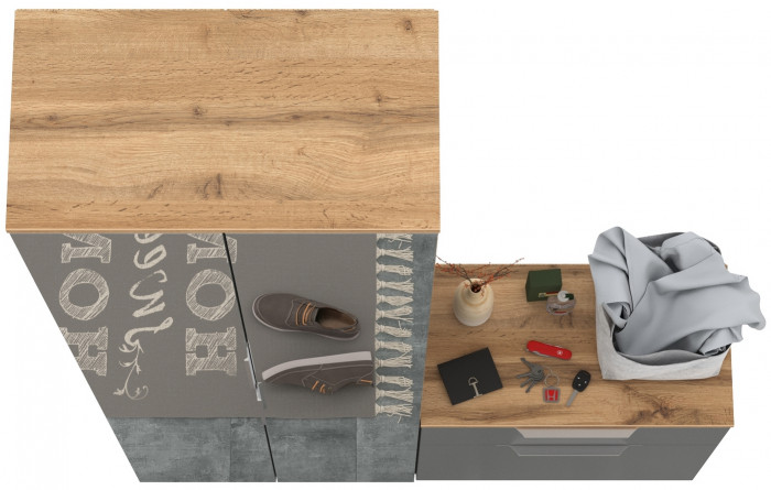 Октава Прихожая 09, серый графит/дуб крафт золотой/фасады МДФ серый графит