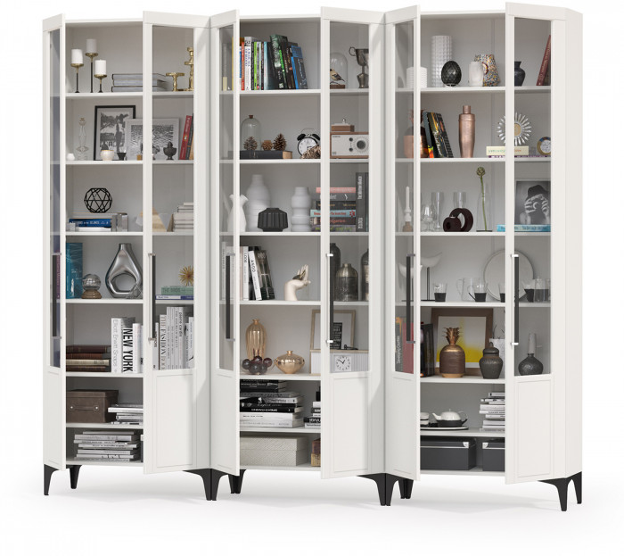 Валенсия Гостиная № 127, ЛДСП белый шагрень/МДФ белый шагрень