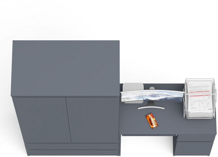 Мори компьютерный стол МС-1 правый + Шкаф МШ900.1, графит