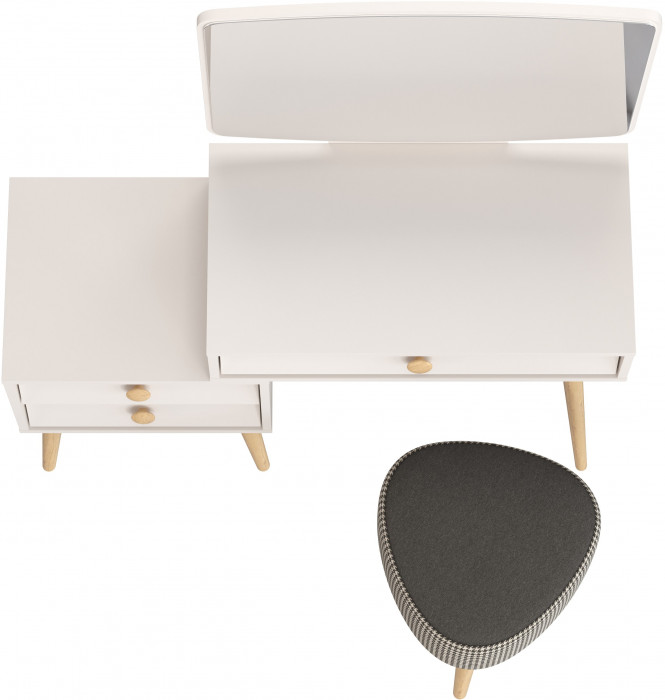 Афина Спальня 4-25901М1к.с. Трюмо + Банкетка 6-5134ТКчёр Ева, кашемир серый/ткань чёрная