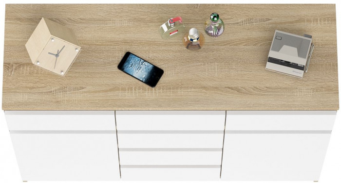 Мори Комод МК1200.4, дуб сонома/белый