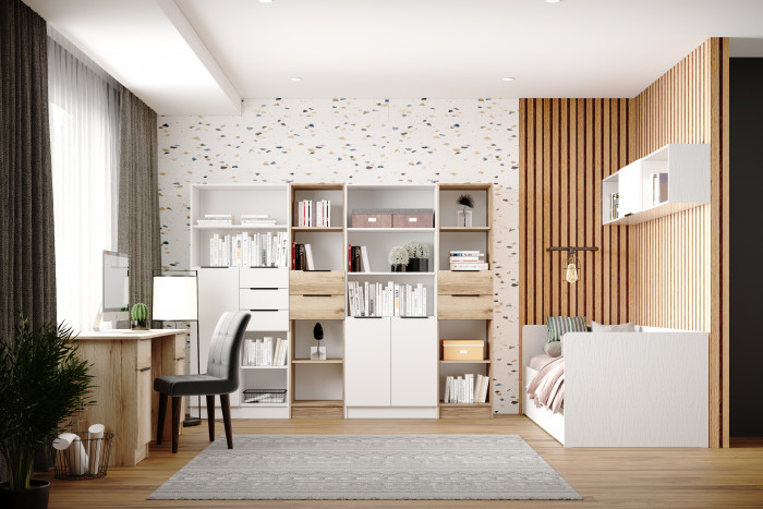 Набор мебели для подростковой "Мадрид", Белый/Дуб делано