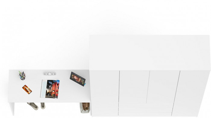 Мори Стол письменный МСП1200.1 + Шкаф МШ1600.1, цвет белый, ШхГхВ 280,8х50,4х209,6 см., универсальная сборка