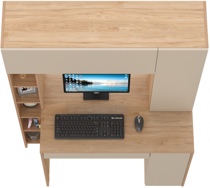 компьютерный стол Комфорт 12.71, гикори рокфорд натуральный/сатин