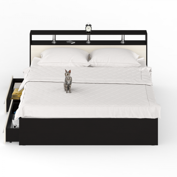 Камелия Кровать с ящиками 1800, венге/дуб лоредо