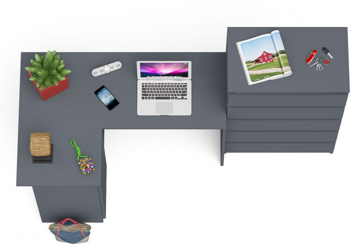 Мори компьютерный стол МС-16 левый + Комод МК700.5, графит