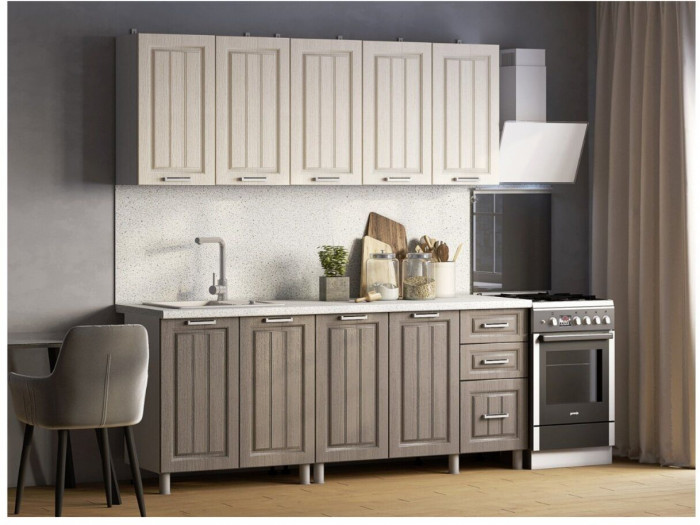 Кухонный гарнитур Луксор 2,0м Клен кремовый/Клен серый