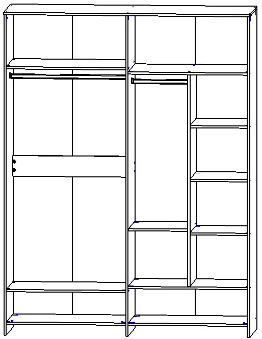 Шкаф для одежды 4-х дверный "Ривьера" - Дуб наварра/Шагрень черная