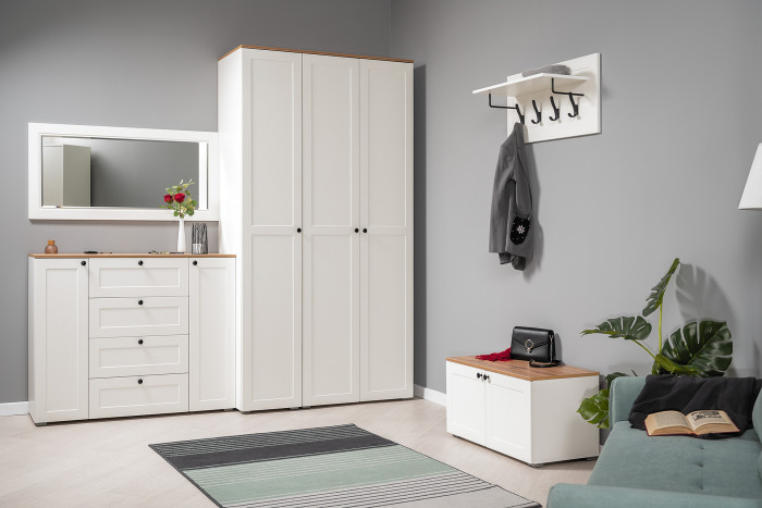 Остин 13.257 Тумба, белый шагрень/дуб крафт золотой