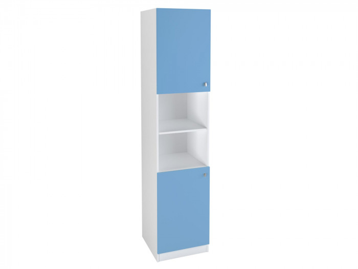 Шкаф-пенал закрытый 2/3 Белый/Голубой