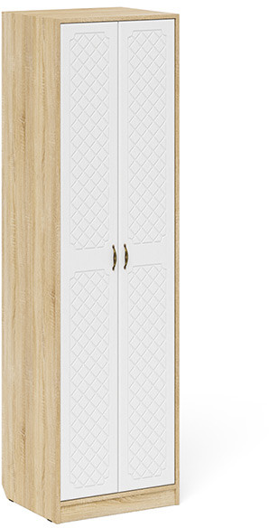 Прихожая П-6 Шкаф, дуб сонома/фасады МДФ белое дерево фрезеровка ромб