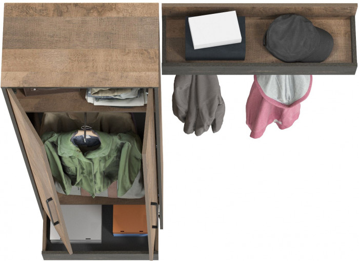 Трувор 13.328.02 Шкаф для одежды + 15.04 Вешалка, дуб гранж песочный/интра