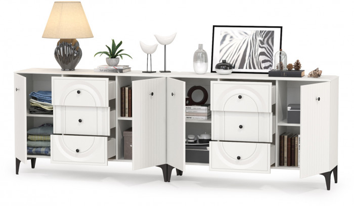 Валенсия Спальня 13.309 Комод + 13.309 Комод, ЛДСП белый шагрень/МДФ белый шагрень