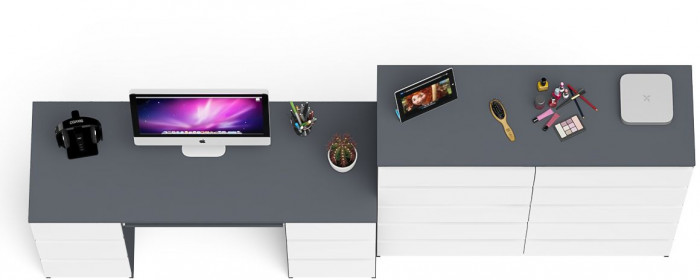 Мори компьютерный стол МС-2 + Комод МК1200.10, графит/белый