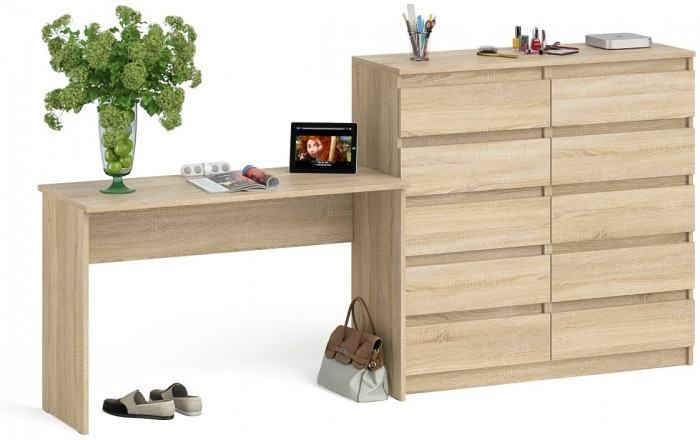 Мори письменный стол МСП1200.1 + Комод МК1200.10, дуб сонома