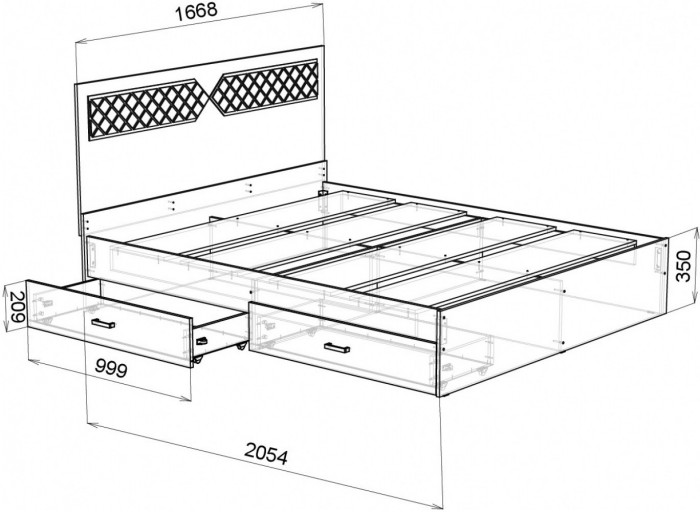 Николь Кровать 1600, Венге/Лиственница светлая
