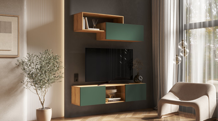 Норд Модульная Гостиная, вариант №1, Дуб крафт/Изумрудный