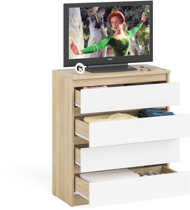 Мори Комод МК800.4, дуб сонома/белый