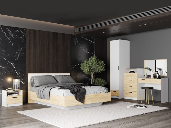 Спальня Оттавия 2 Белый/Дуб золотой