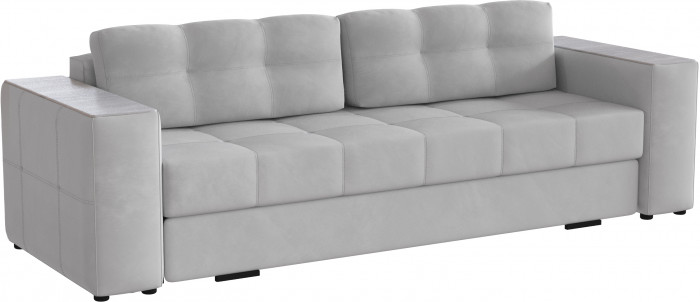 Диван раскладной Виконт, светло-серый/мдф холст белый