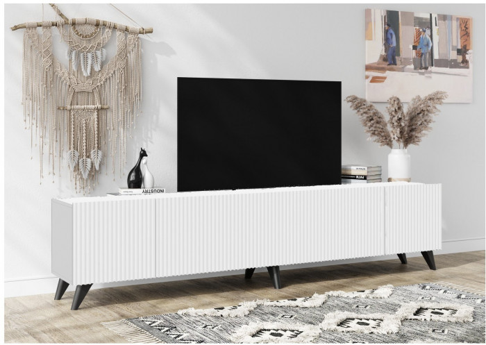 Тумба ТВ Сканди с опорами (Белый / Белый глянец)
