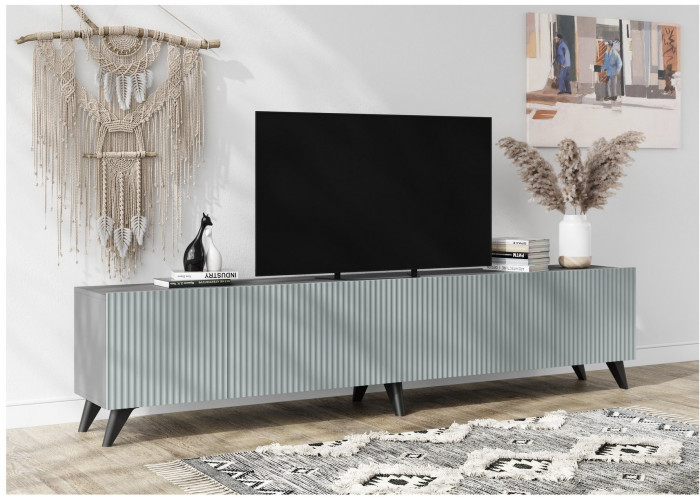 Тумба ТВ Сканди с опорами (Белый / Белый глянец)