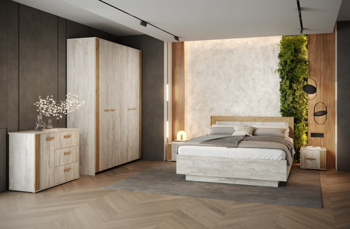 Тумба прикроватная (левое исп.) "Каен" - Ледяное дерево/Артизан