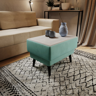 Стол журнальный "Майя", Мятный/МДФ холст белый