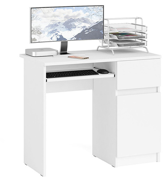 Мори компьютерный стол МС-1 правый, белый