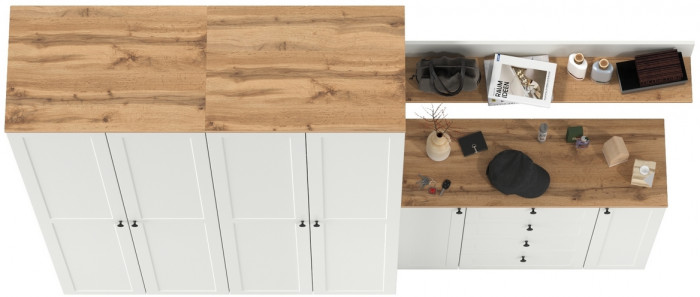 Остин Прихожая 73, белый шагрень/дуб крафт золотой