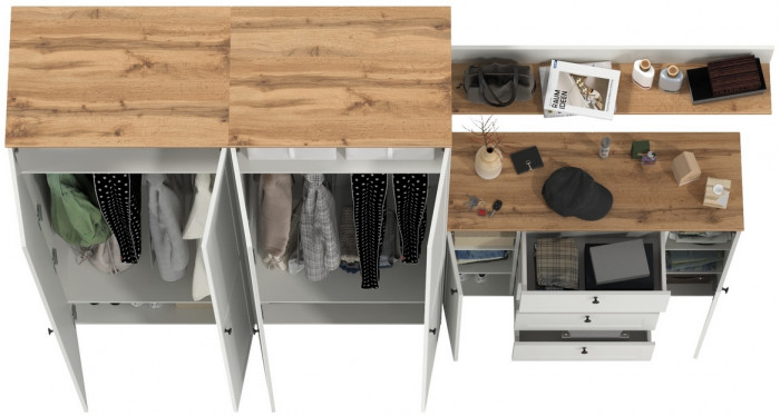 Остин Прихожая 73, белый шагрень/дуб крафт золотой