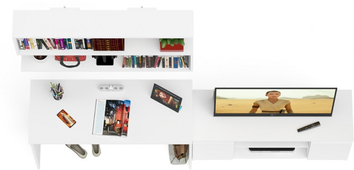 Мори письменный стол МСП1200.1 + Тумба МТВ1200.1 + Полка 1200, белый