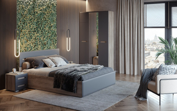 Кровать с настилом ЛДСП Наоми КР-11 160х200, графит