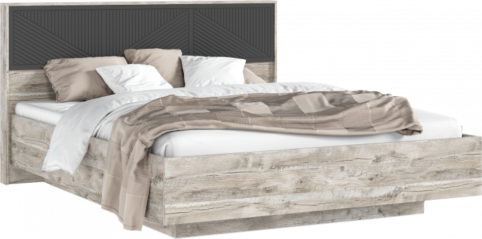 Сильвия Кровать парящая 1,6м (ортопед дерево) с подсветкой Браш Графит/Дуб Юкон, Дуб Юкон