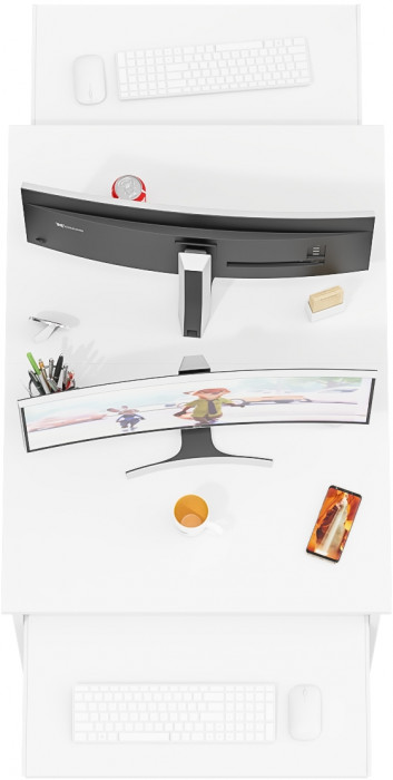 Два стола компьютерных С-МД-СК11-1, цвет белый шагрень, ШхГхВ 149,2х50х75 см., НЕ универсальная сборка