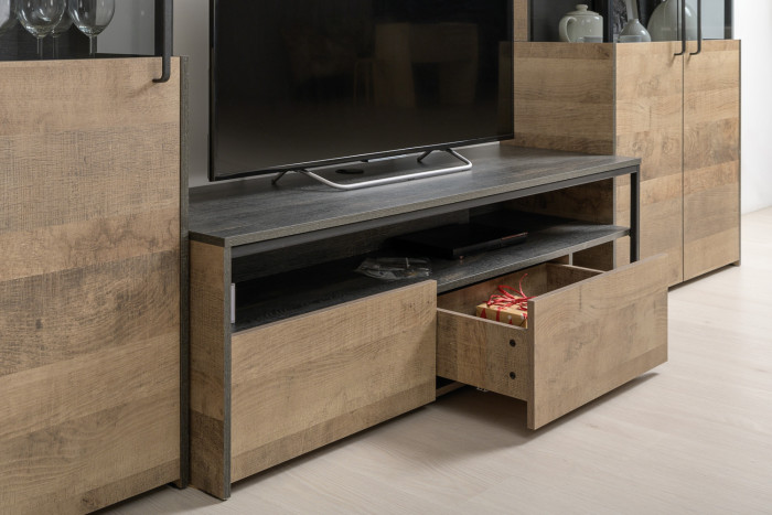 Трувор Гостиная 080, цвет дуб гранж песочный/интра, ШхГхВ 308,8х45,4х194,2 см., универсальная сборка