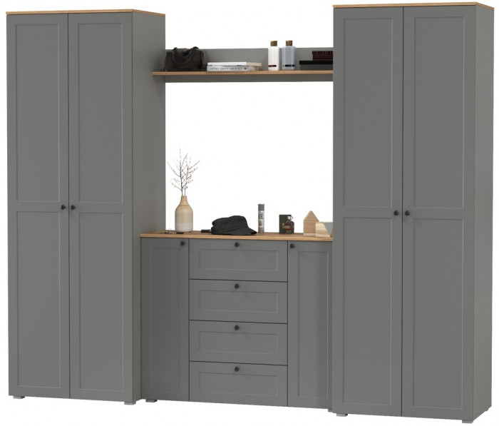 Остин Прихожая 73, серый графит/дуб крафт золотой