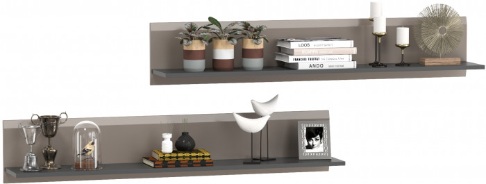 Сидней 16.486 Полка 2 штуки, антрацит/МДФ веллюто капучино