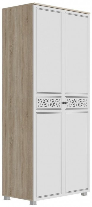 Стиль МАДЛЕН Шкаф 2-х створчатый (Сонома светлая, Ясень белый/Золото)