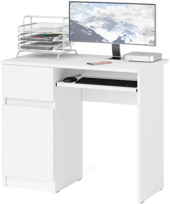 Мори компьютерный стол МС-1 левый, белый