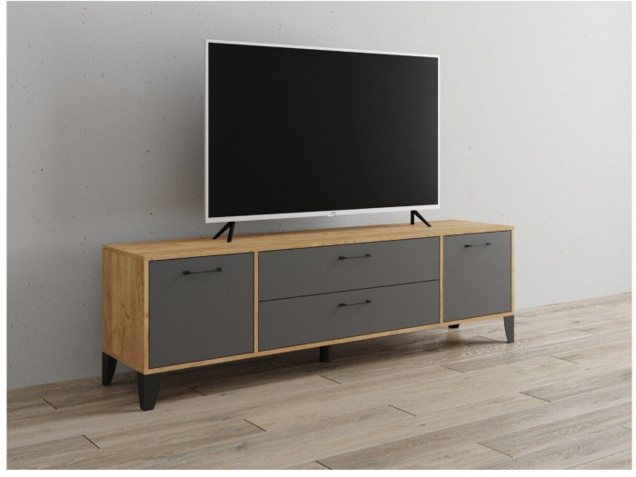 Тумба ТВ Парус-13 дуб крафт золотой/графит серый