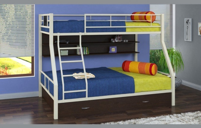 Двухъярусная кровать Гранада-1ПЯ, серый / Венге (Дуб Айленд, Черный)