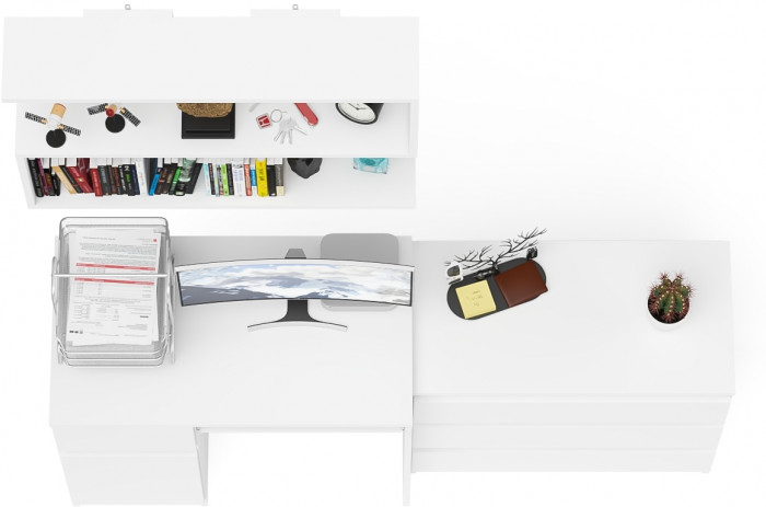 Мори компьютерный стол МС-1 левый + Комод МК800.1 + Полка 900, белый