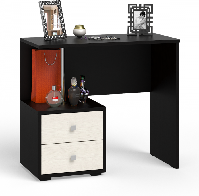 Камелия спальня № 10 Кровать с ящиками 1600 + Две тумбы + Стол косм. + Зеркало + Комод + Шкаф, венге/дуб лоредо