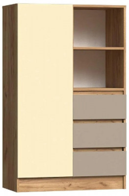 Челси Color Шкаф комбинированный (Слоновая кость/Глиняный серый/Дуб крафт)
