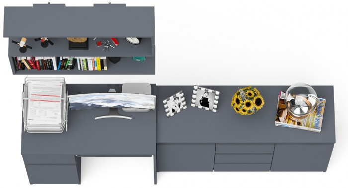 Мори компьютерный стол МС-1 левый + Комод МК1200.3 + Полка 900, графит