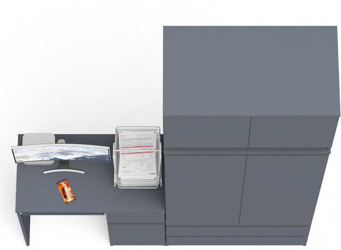 Мори компьютерный стол МС-1 правый + Шкаф МШ900.1 + Антресоль МА900.1, графит