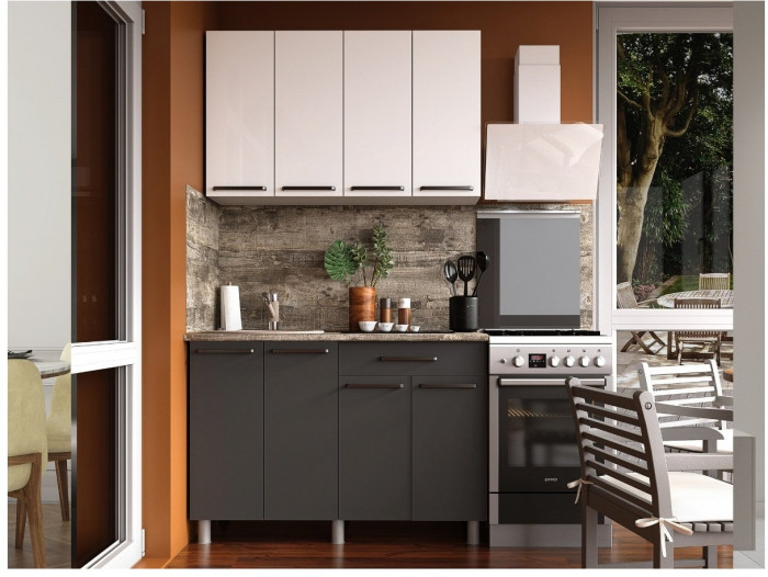 Кухонный гарнитур Тоскана 1,2м Белый/Графит