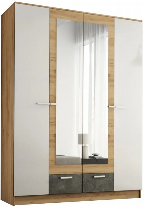 Адель Шкаф 1,6 платяной, вотан/Белый глянец